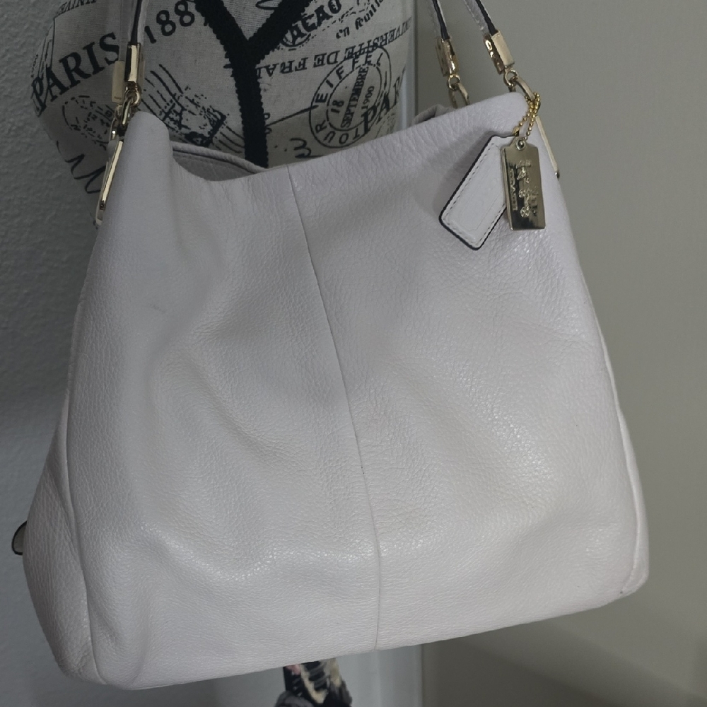 Coach 2013 White & Gold Hardware Hobo Leather Medium Tote (EUC)(LIKE NEW)✨️🤍✨️ - Picture 3 of 14